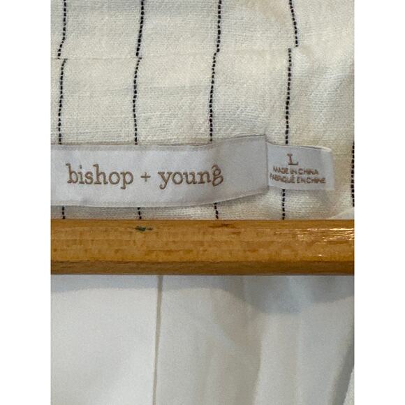 Anthropologie Bishop + Young Riviera Pinstripe Blazer Ivory Linen Blend L NWT - Picture 5 of 12